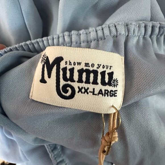 Show Me Your Mumu Heather Halter Dress Steel Blue NWT Size 2XL Maxi Slit Gown - Picture 5 of 10